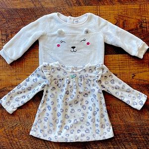🍭Baby Girl 2 Piece LOT Plush Sweater Button Up